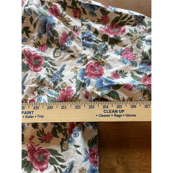 Cotton Express Button Up Shirt Women's Medium Floral AOP Padded Shoulders - Picture 3 of 6